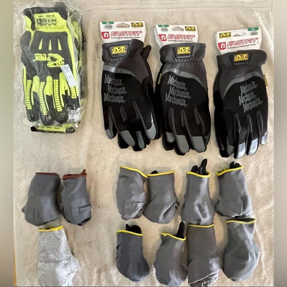 Work Gloves (Mechanix, Maxi Flex, TRex) Lot (XL, L).